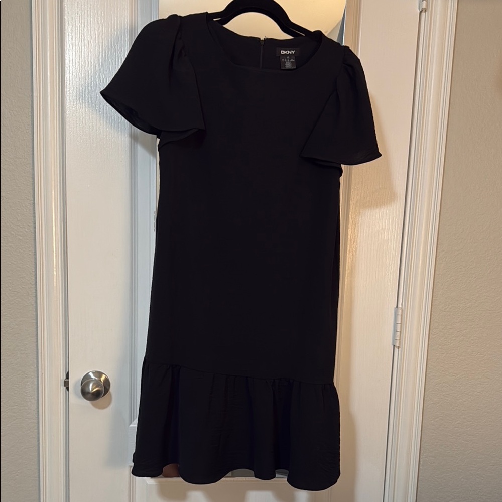 DKNY Black Ruffled Tiered Mini Dress